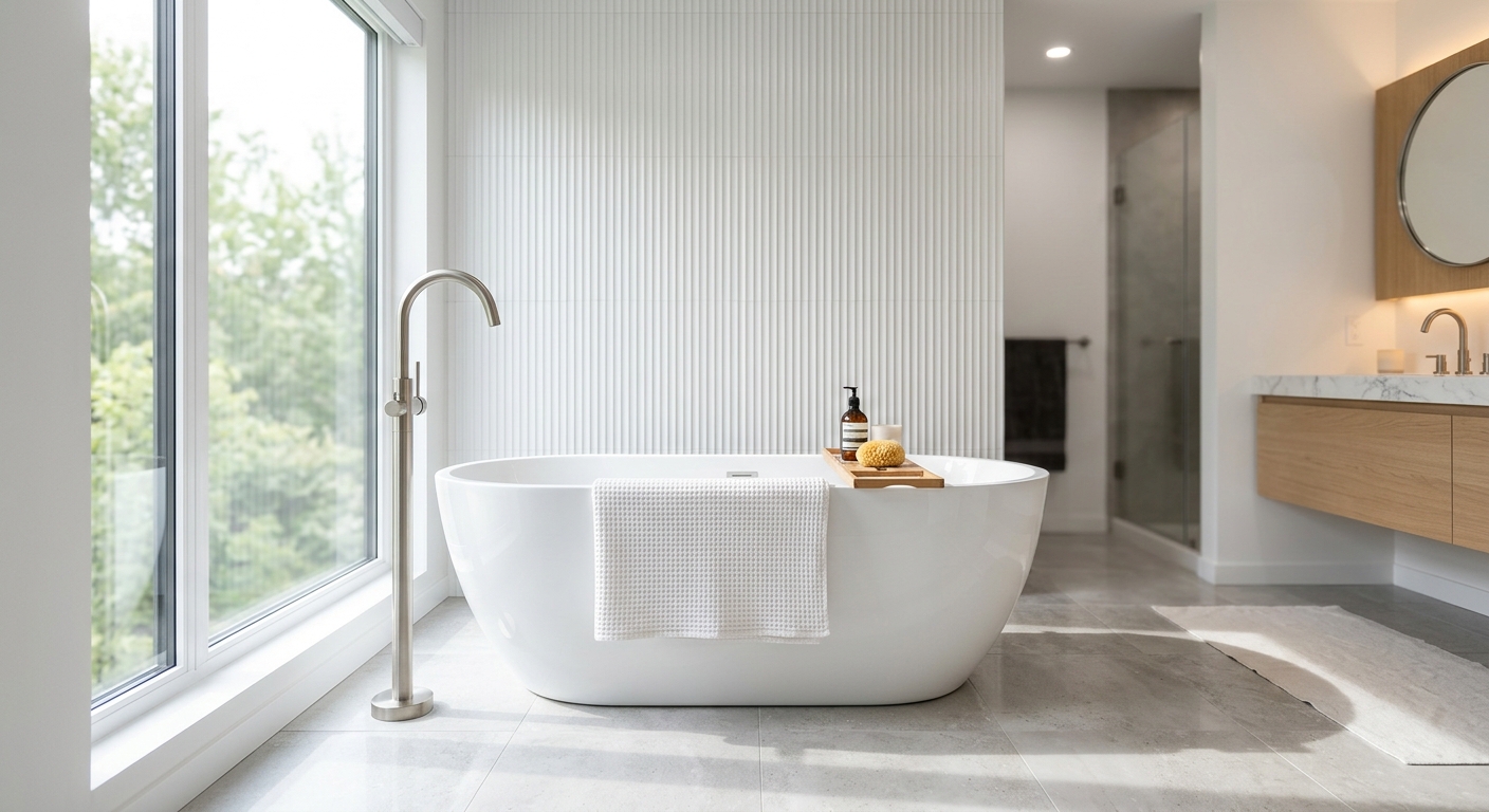 Modern bathroom with a freestanding soaking tub